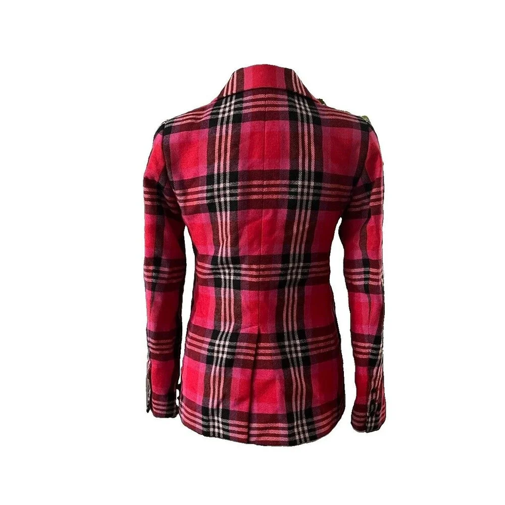 Kate Spade Plaid Foliage Wool Blend Blazer Size 0